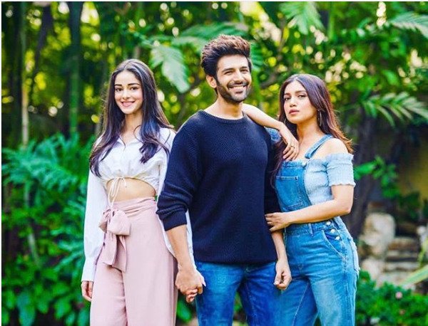 Ananya Panday with Kartik Aaryan and Bhumi Pednekar