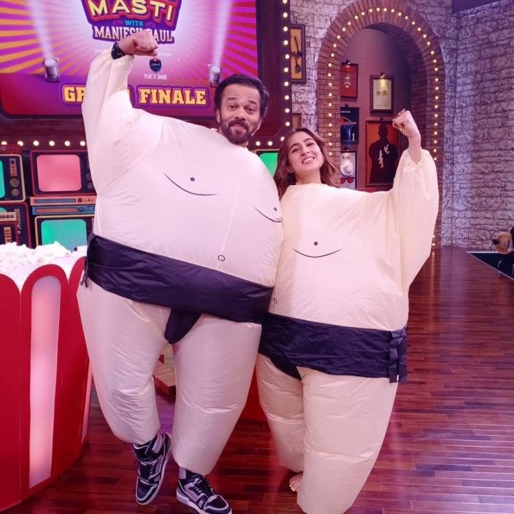 Sara Ali Khan & Rohit Shetty in a funny costume