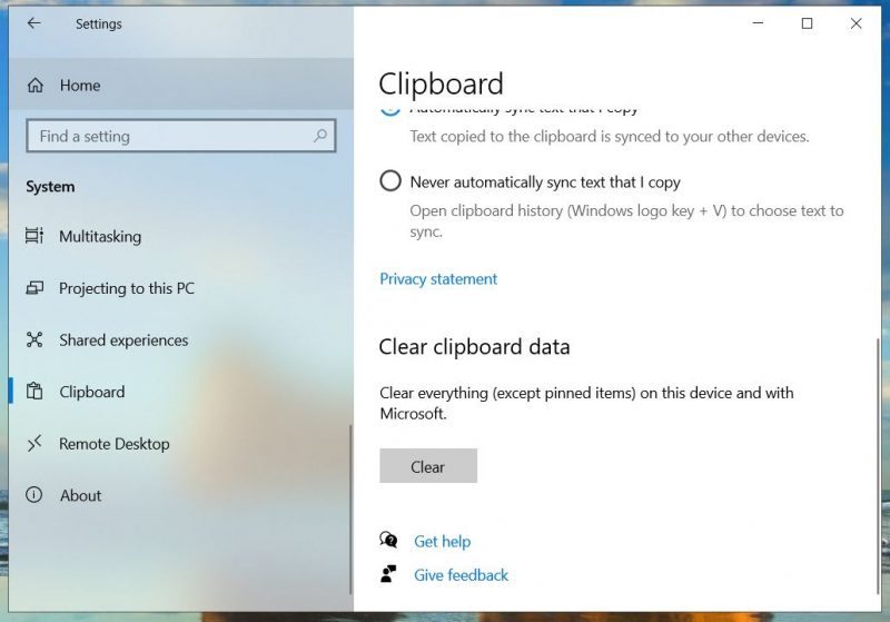 Clear Clipboard Windows 10